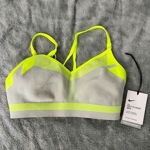 Nike Neon Yellow and Gray Indy Flyknit Bra
